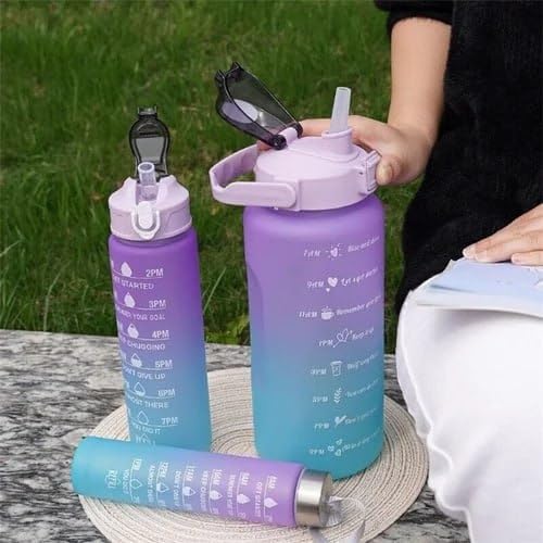 Motivational Water Bottle - Set of 3 Bottle for office, School, gym (Random Color Set of 3)