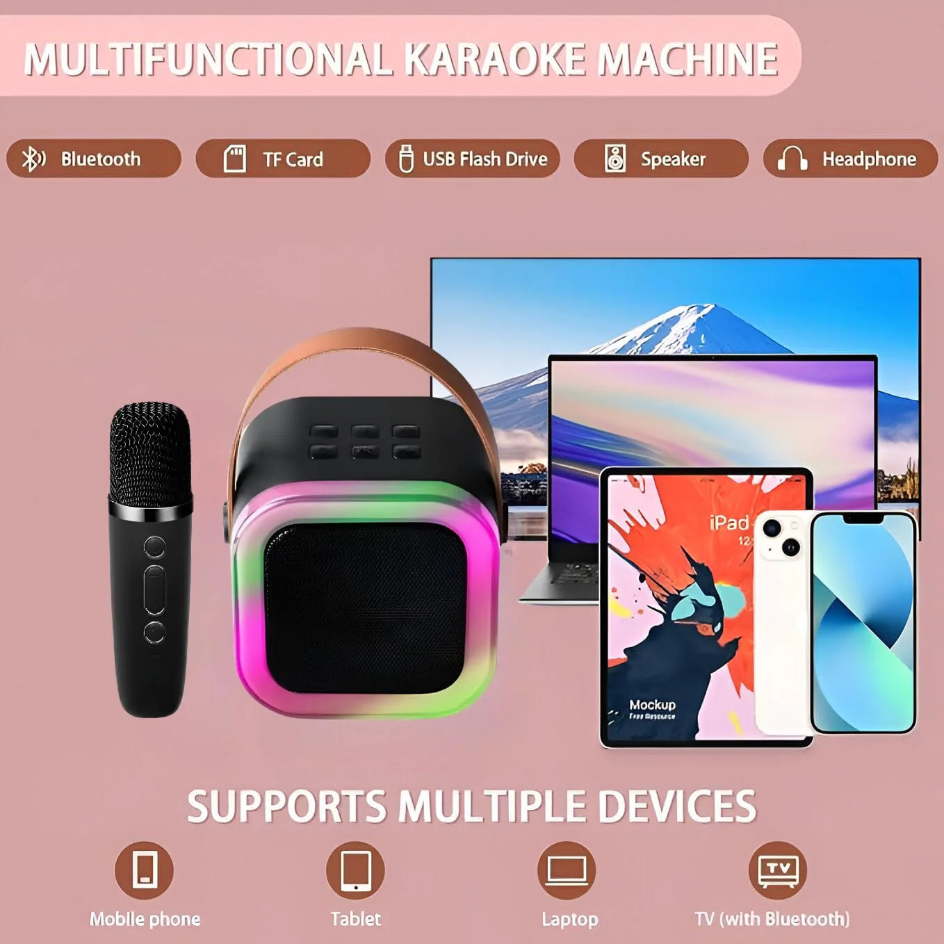 Speaker with microphone Machine - Bluetooth-Compatible and Wireless