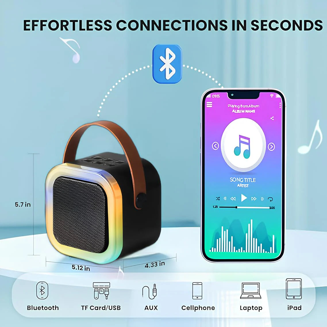 Speaker with microphone Machine - Bluetooth-Compatible and Wireless