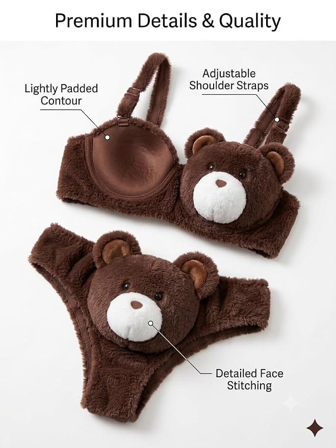 Unique Teddy Bear Plush Lingerie Set