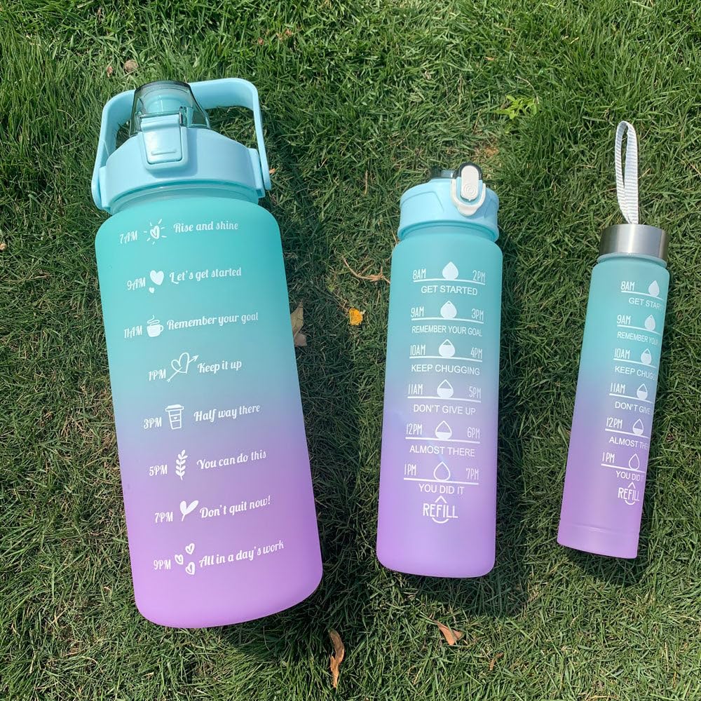 Motivational Water Bottle - Set of 3 Bottle for office, School, gym (Random Color Set of 3)